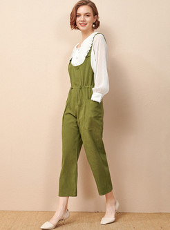 Casual High Waisted Straight Cargo Overalls