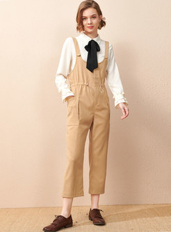 Casual High Waisted Straight Cargo Overalls