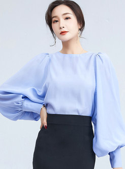 Puff Sleeve Pullover Loose Chiffon Blouse