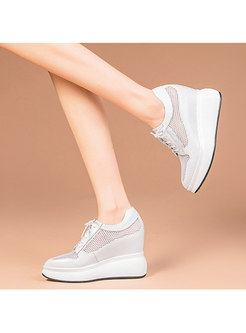 Casual Lace-up Openwork Platform Wedges