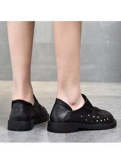 Rounded Toe Openwork Non-slip Loafers