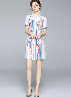 Print Lapel Mini Bodycon Suit Dress