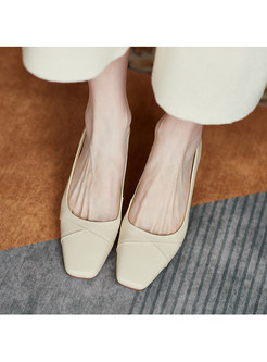 Square Neck Low-fronted Chunky Heel Shoes