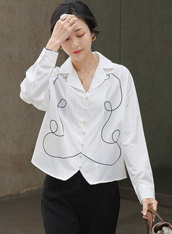 Notched Embroidered Long Sleeve Shirt