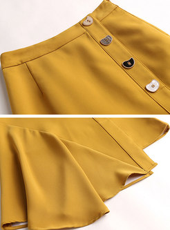 Print Falbala Sheath Skirt Suits