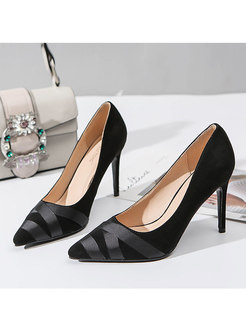 Pointed Toe Cross Strap Low-fronted Heels