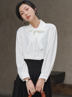 Lapel Tied Single-breasted Pullover Blouse