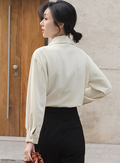 Lapel Tied Single-breasted Pullover Blouse