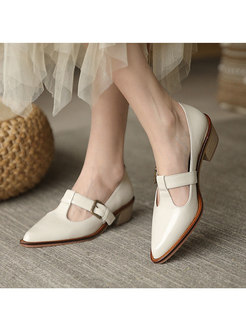 Pointed Toe Low-fronted Buckle Shoes