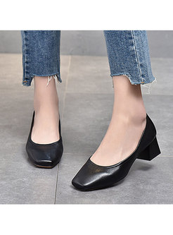 Square Toe Block Heel Low-fronted Heels
