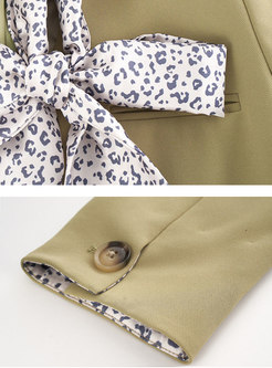 Brief Long Sleeve Blazer With Leopard Scarf