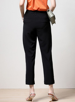Brief Solid Casual Harem Cropped Pants