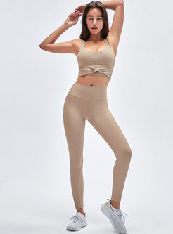 Scoop Neck Ribbed Tight Breathable Tracksuit
