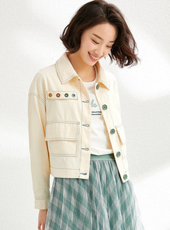 Casual Letter Embroidered Short Jacket