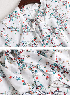 Flare Sleeve Print Patchwork Split Bodycon Dress