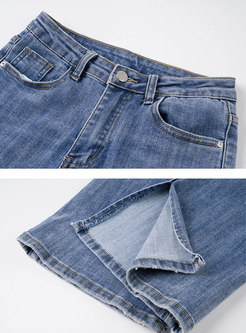High Waisted Split Flare Jeans