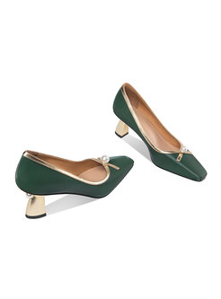 Square Toe Low-fronted Pearl Daily Heels