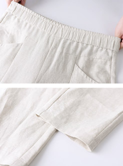 Elasticated Waist Linen Harem Pants