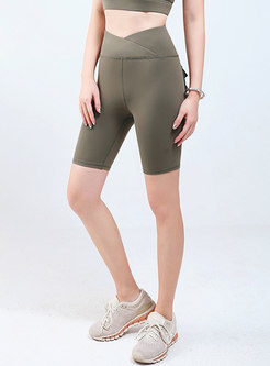 High Waisted Solid Breathable Yoga Shorts