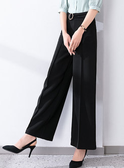Solid Casual High Waisted Palazzo Pants