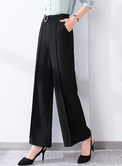 Solid Casual High Waisted Palazzo Pants