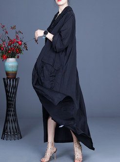 Casual Plus Size Straight Long Trench Coat