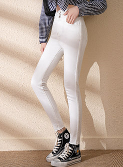 White High Waisted Pencil Jeans