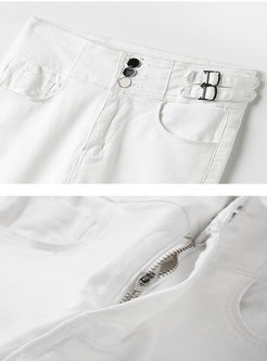 White High Waisted Pencil Jeans