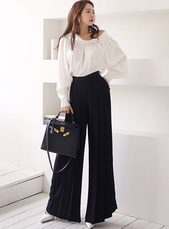 Off-the-shoulder Ruched Blouse & Palazzo Pants