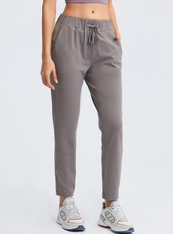 High Waisted Drawstring Stretch Straight Joggers