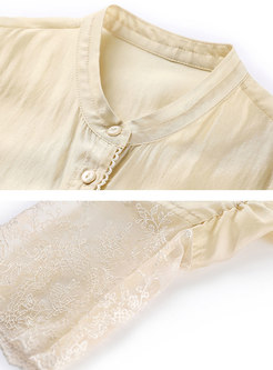 Lace Embellished Patchwork Long Sleeve Blouse