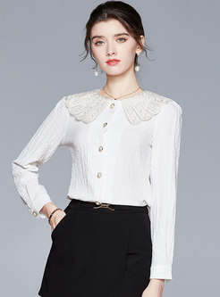 White Long Sleeve Single-breasted Blouse