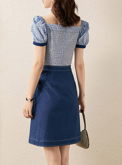 Polka Dot Ruched Blouse & A Line Asymmetric Skirt