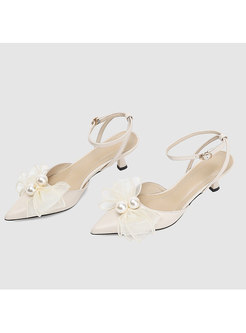Pointed Toe Bowknot Ankle Strap Sandals