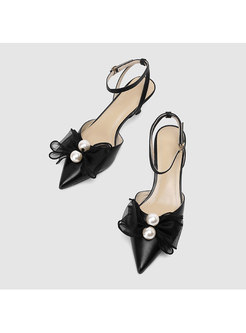 Pointed Toe Bowknot Ankle Strap Sandals