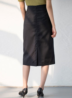 High Waisted Straight Midi Skirt