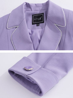 Purple Lapel Long Sleeve Slim Blazer