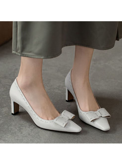 Retro Bowknot Low-fronted Wedding Heels