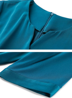 Brief Short Sleeve Split Midi Wrap Dress