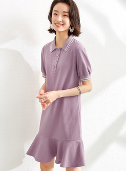 Short Sleeve Shift Ruffle Mini T-shirt Dress
