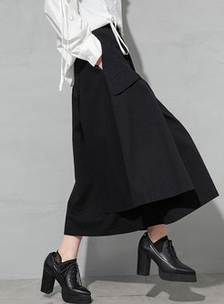 Black High Waisted A Line Maxi Skirt