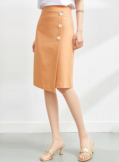 High Waisted Asymmetric Straight Skirt