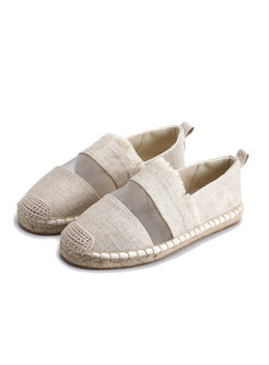 Rounded Toe Mesh Patchwork Flat Espadrilles