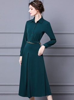 Green Long Sleeve Brief A Line Maxi Skirt Suits
