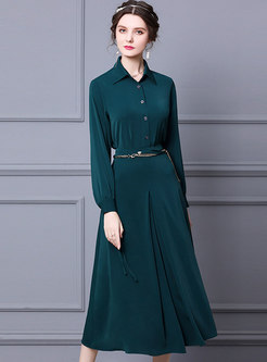 Green Long Sleeve Brief A Line Maxi Skirt Suits