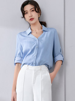 Long Sleeve Single-breasted Casual Blouse