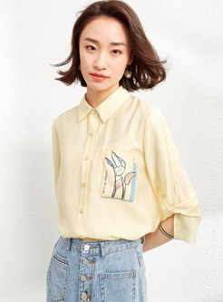 Casual 3/4 Sleeve Letter Print Blouse