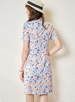 Retro Mandarin Collar Print Improved Cheongsam Dress