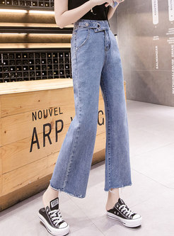 High Waisted Rough Selvedge Palazzo Jeans