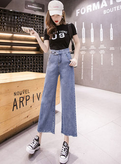 High Waisted Rough Selvedge Palazzo Jeans